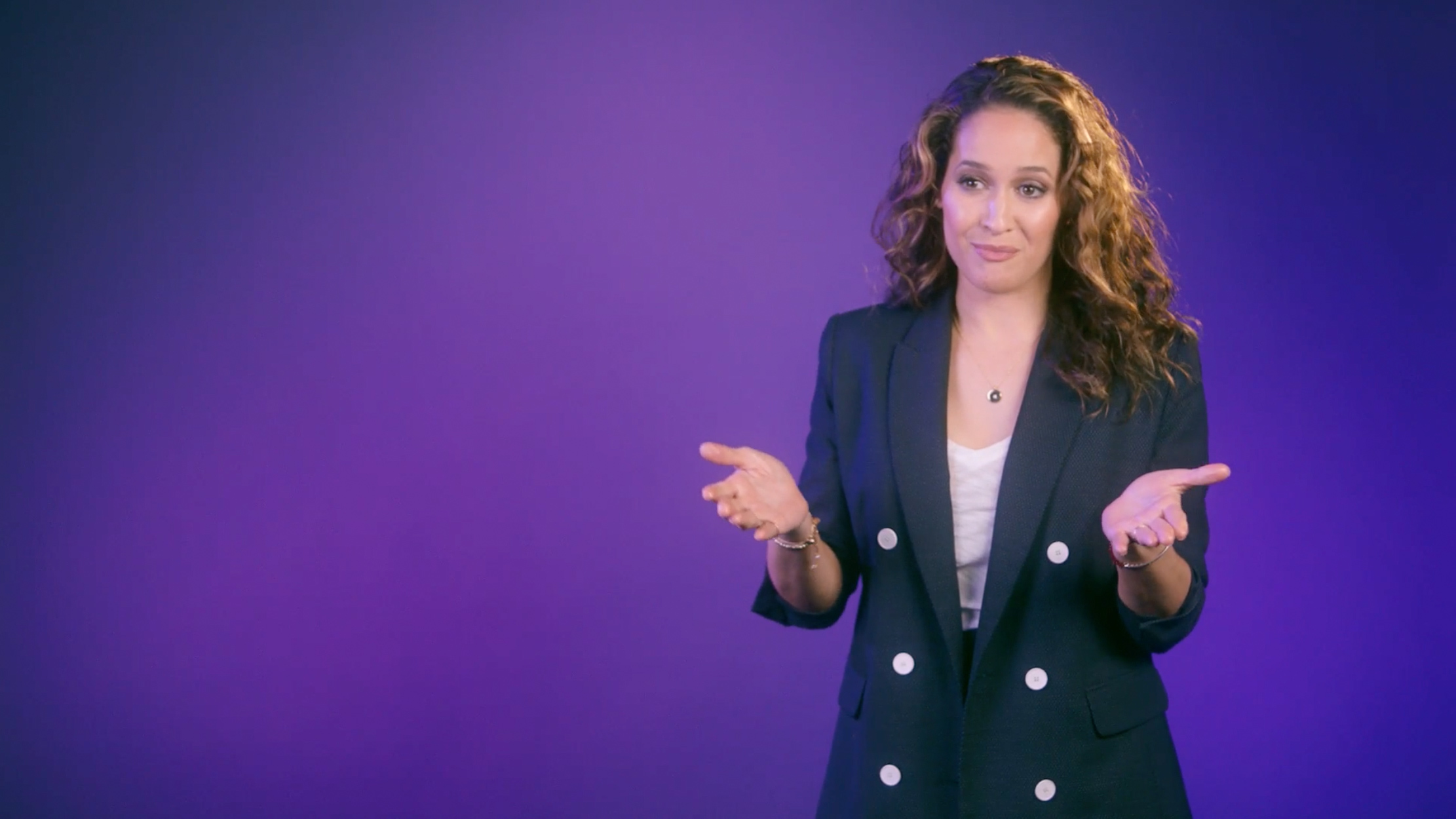 Jaina Lee Ortiz looking at the camera.