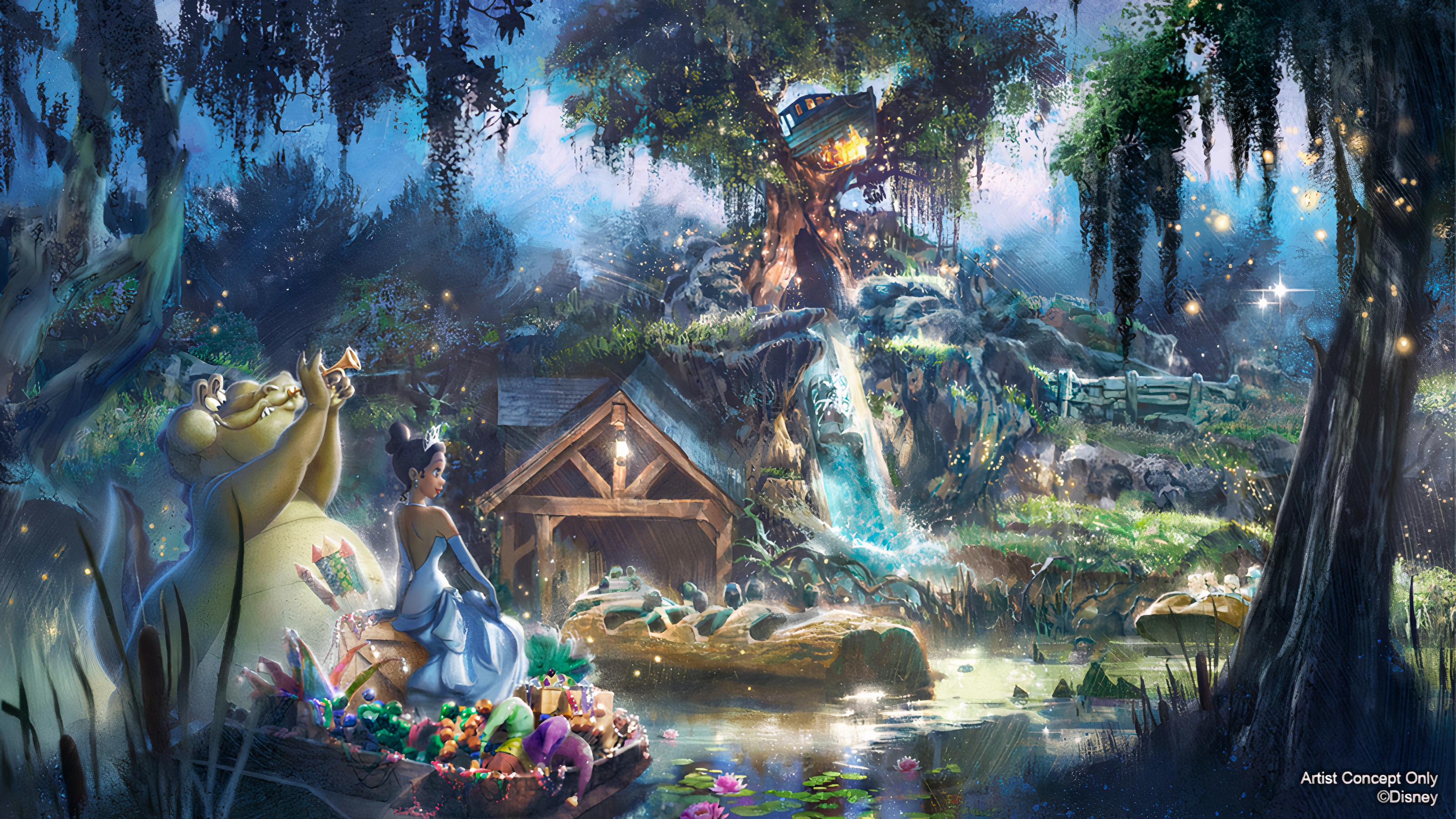 An artistic rendering of splash mountain.