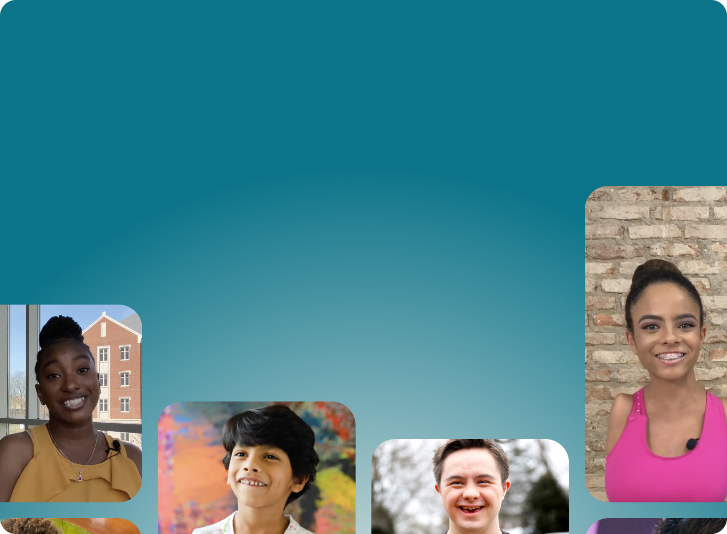A collage of headshots of the participants in Young Creator's Corner.